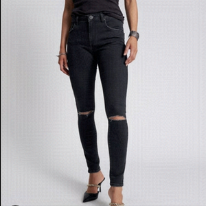One Teaspoon Freebirds ll High Waist Skinny Jeans Raw Hem Black 28